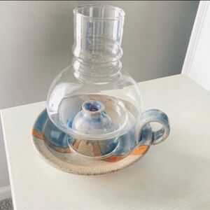 Oil Lamp Pottery With Hurricane Lamp Shade No Wick